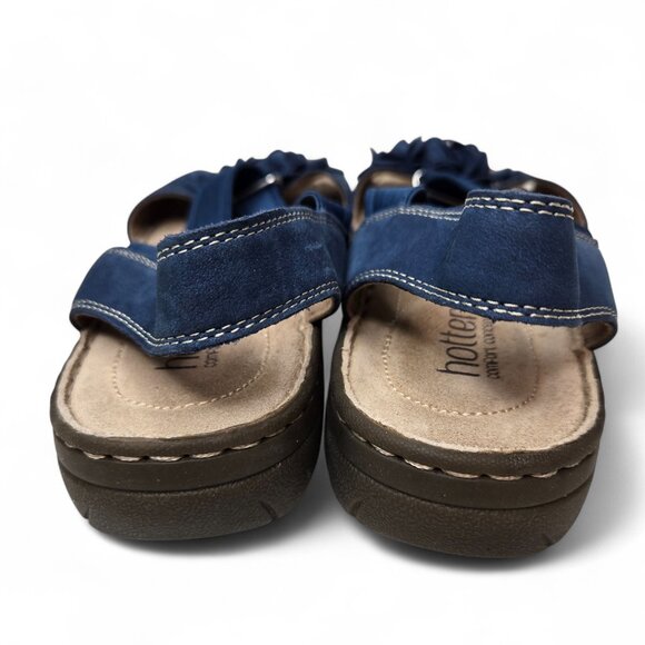 Hotter Molly Blue Suede Sandals Women's Floral Accent Summer Suede Insole 9 - Picture 4 of 11